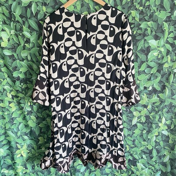 nwt FARM RIO for ANTHROPOLOGIE sz XL Geo Toucan Dress black Off white - Picture 5 of 16